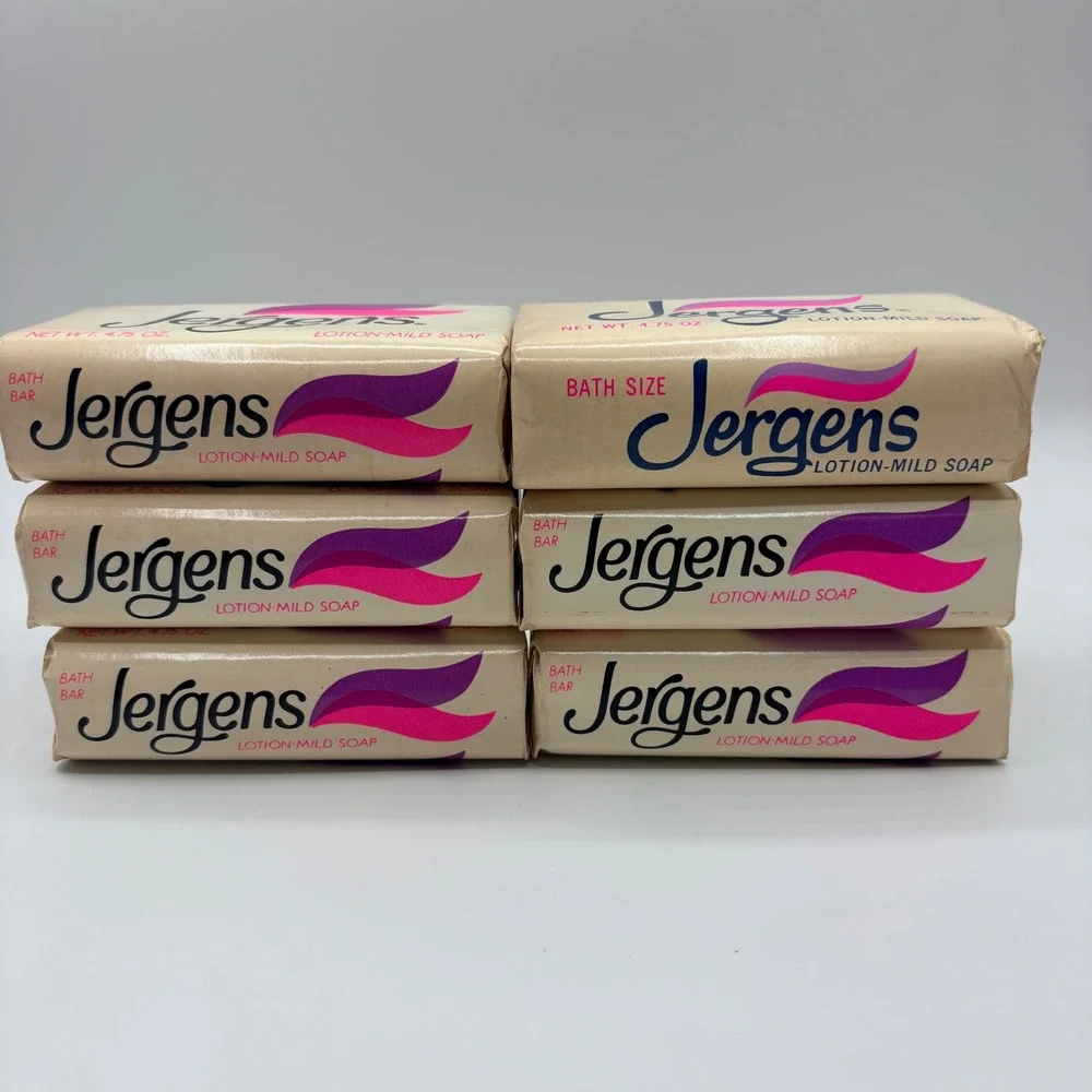 Jergens Soap Bath Bar Lotion-Mild Vintage Lot of 6 NEW 4.75oz Ivory/Pink NOS VTG